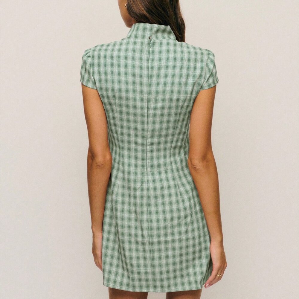 Aqua Green Casual Women's Neo-Chinese Cheongsam Break Dress - Picture 2 of 8